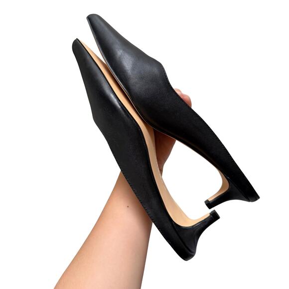 Banana Republic Black Leather Pointed Kitten Heel Mule Office Formal - Size: 9 - Picture 7 of 9